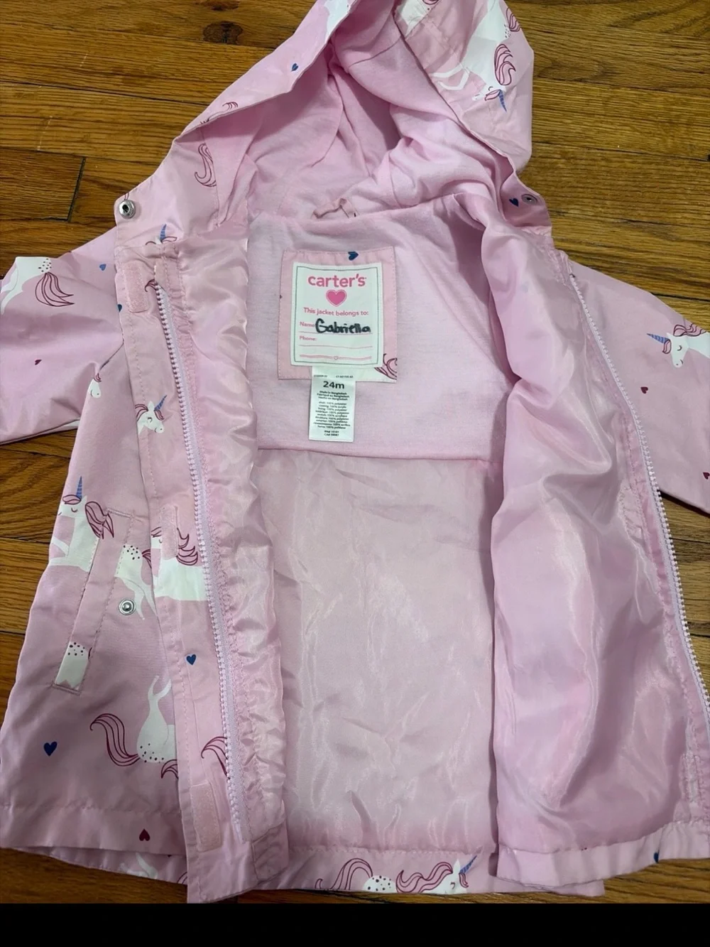 Carter's Pink Unicorn Hooded Raincoat